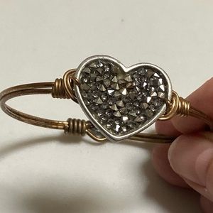 Luca & Danni Druzy heart bangle bracelet
